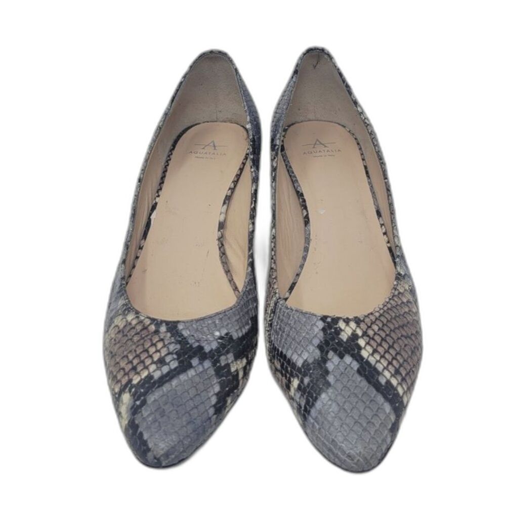 Aquatalia Pasha Weatherproof Snake Embossed Pointed Toe Pump Shoes